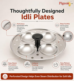 Pigeon Classic Stainless Steel Idli Cooker with Whistle Indicator