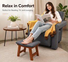 Wooden Footrest with Soft Cushion – Ergonomic Foot Stool for Under Desk, Home & Office Use | Sheesham Wood Padd