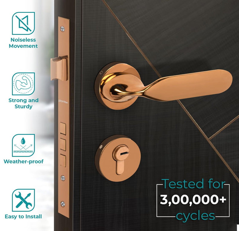 Plantex Premium Door Lock with 3 Years of Warranty/Main Door Locks for Home/Mortise Lock Set for Home (7106 - PVD Choco)-4