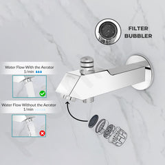 Plantex Pure Brass Bathtub Spout with Button Attachment for Hand Shower with Water Saving Aerator with Teflon Tape and Wall Flange/Spout with Button-(PRI-322-Chrome)-4