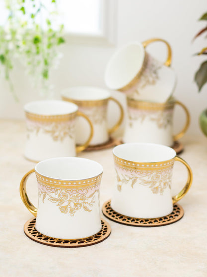 Clay Craft - Diamond Coffee Mugs Set, 6-pieces, 230ml, Ebony E671, multicolor, standard (CM-DIAMOND-EBONY-E671)