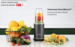 Kuvings Nutri Blender PRO Gunmetal Grey, Powerful 1000 Watts Motor, Mixer/Grinder/Smoothie Maker, Blender for Smoothies and Juices, Stainless Steel Body, 2 Blade Set: Wet & Dry