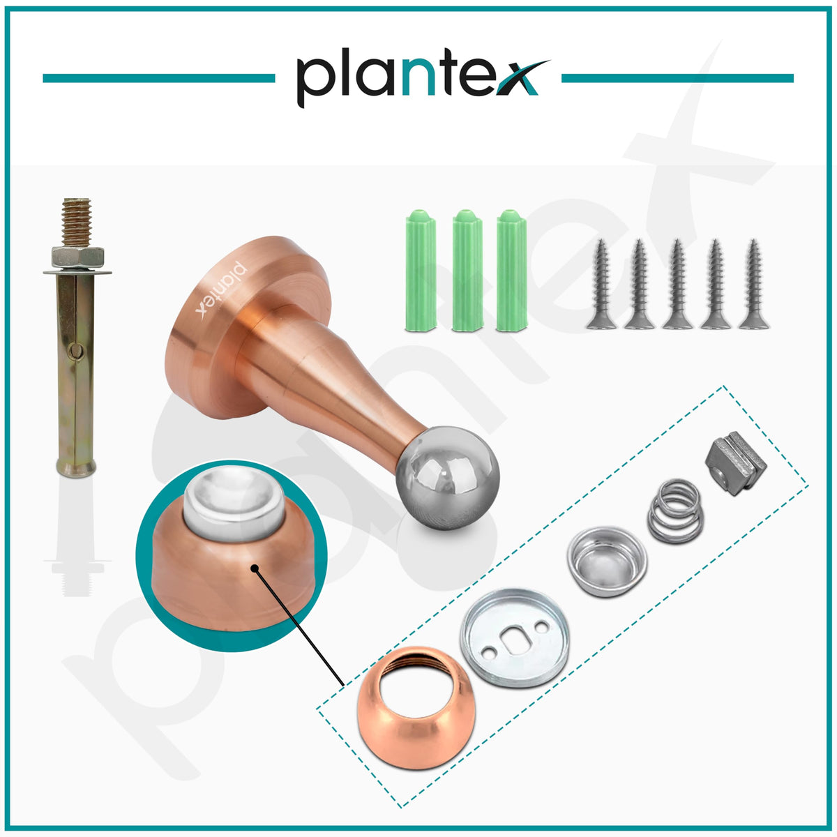 Plantex Stainless Steel 360 Degree 4 inch Door Magnet Stopper for Home/Office/Hotel Wall and Floor Mounted Soft-Catcher to Hold Wooden/Glass/PVC Door Stops (Rose Gold Finish)-5