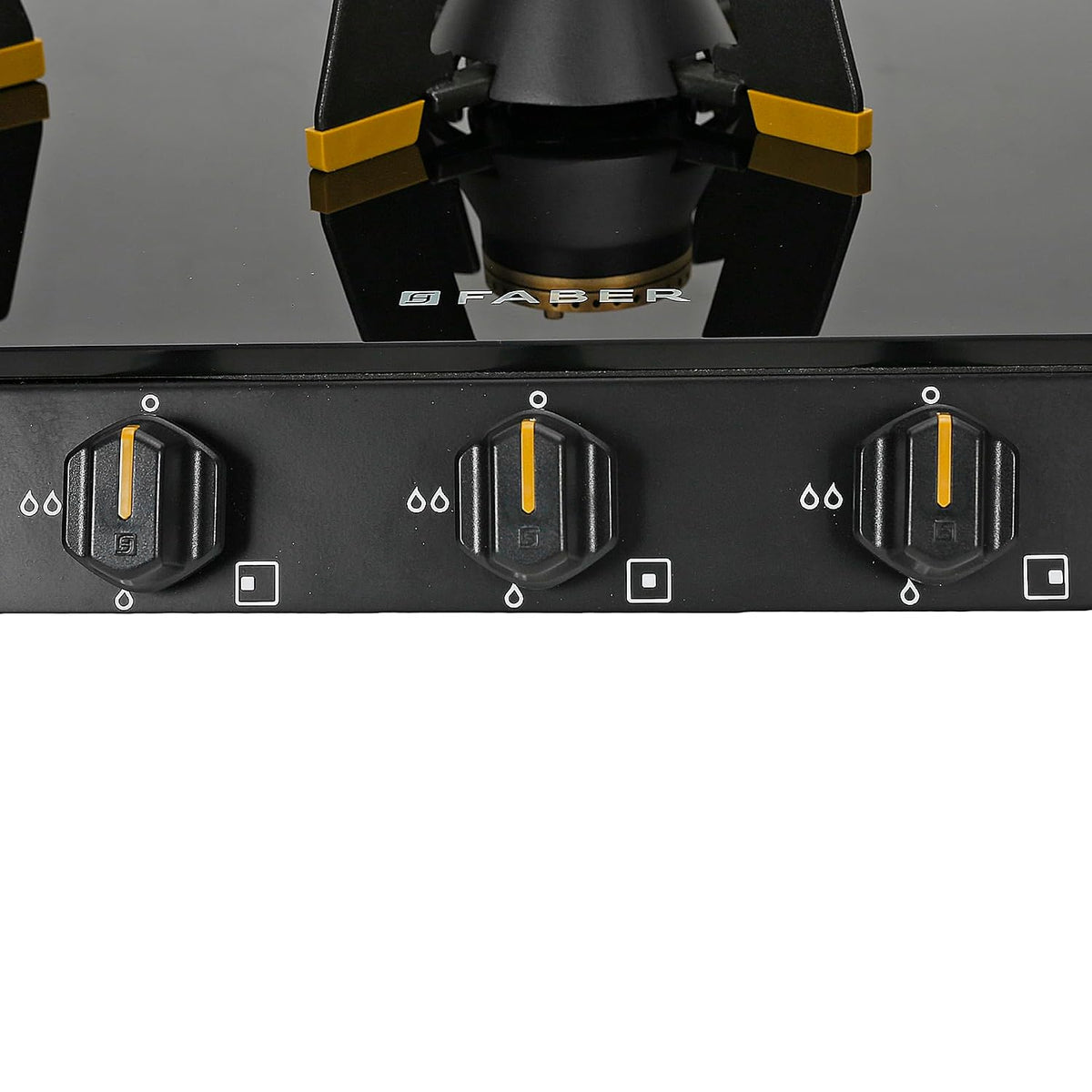 Faber Liftable Burners Freestanding Cooktop|Genius 753 Ai Bk|75Cm Width|Brass Burners|Manual Ignition|Abs Knobs|Pan Supp