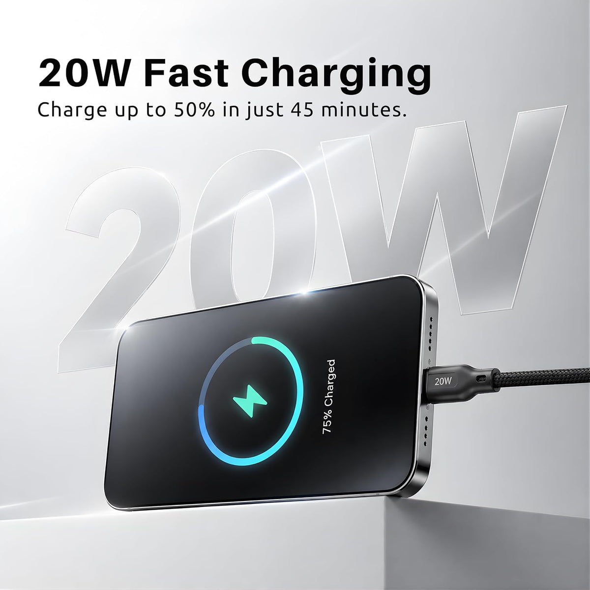 Philips DLC4150VB/94 20W iPhone Original Type-A to Lightning Fast Charging Cable (1.5m, Dark Slate)