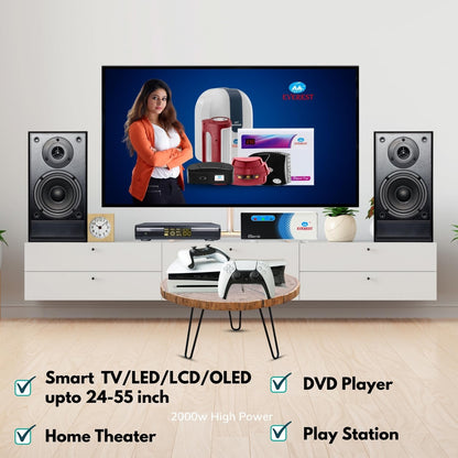 Everest ECC 100-N LED New Model Metal Body Voltage Stabilizer Used up to 72 Inches LED/Smart TV,Home Theater, Set Top Box, Blu-Ray Player (Working Range : 90 V to 290 V),White