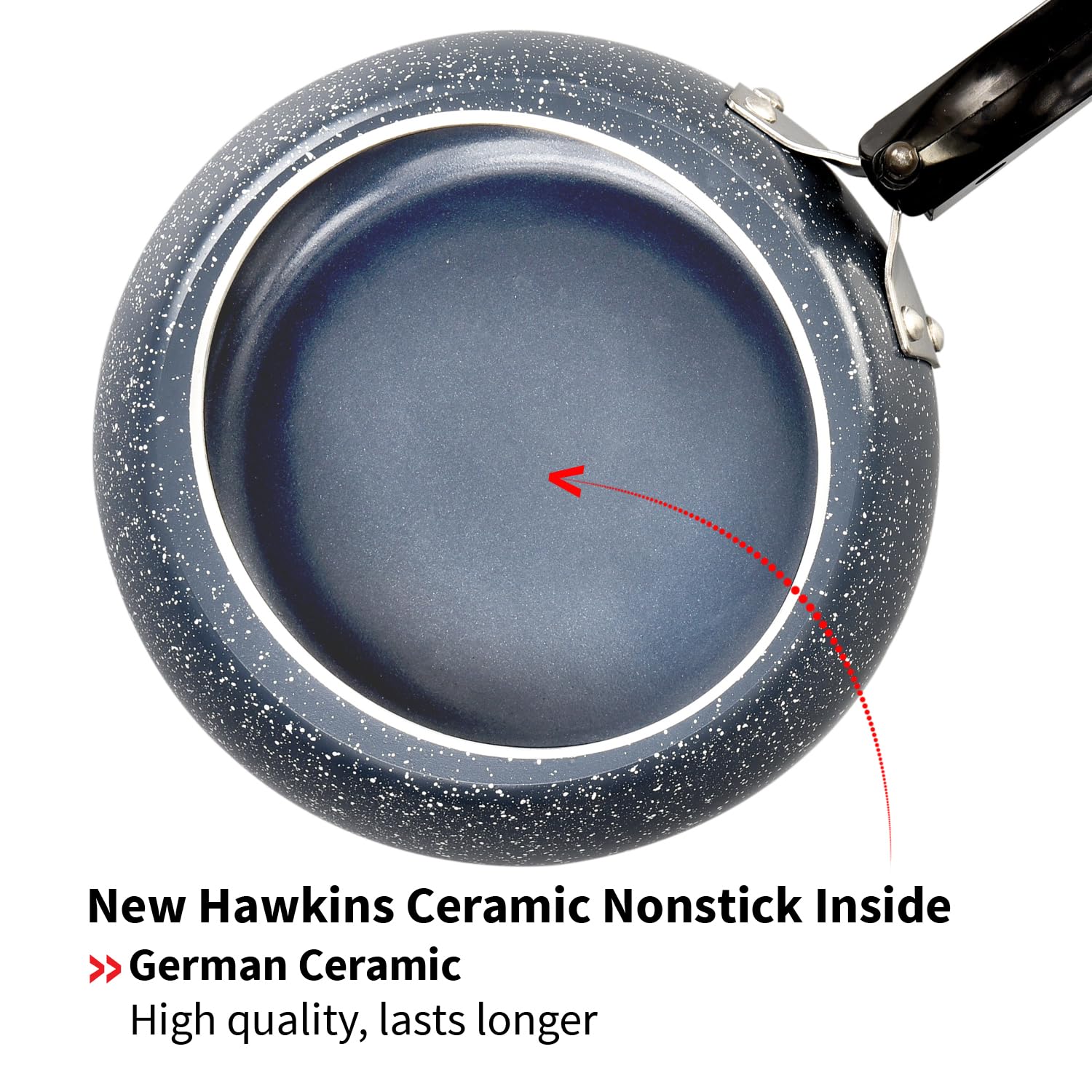 Hawkins 1.5 Litre Ceramic Nonstick Pressure Cooker, Induction Inner Lid Baby Cooker, Granite Contura shaped Cooker, Blue (ICC15)