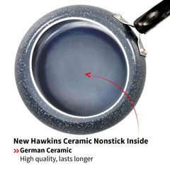 Hawkins 1.5 Litre Ceramic Nonstick Pressure Cooker, Induction Inner Lid Baby Cooker, Granite Contura shaped Cooker, Blue (ICC15)