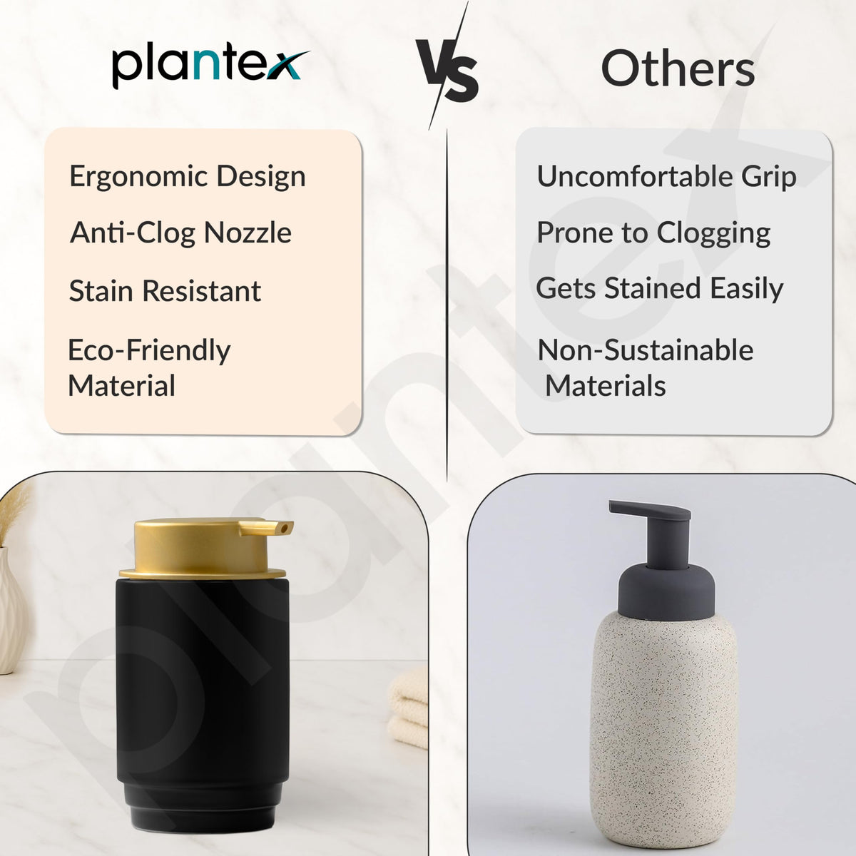 Plantex Soap Dispenser for Washbasin Ceramic/HandWash Soap Dispenser/Soap Dispenser Ceramic ABS Pump Head - Black (Pack of 1)-6