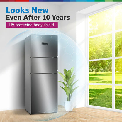 BOSCH MaxFlex Convert 335L, 3 Star Inverter Frost Free Triple Door Refrigerator (2024 Model, CMC36K03NI, 8-in-1 Convertible, UV Protected Body Shield, VitaFresh Technology, Adaptive UI, Smoky Steel)