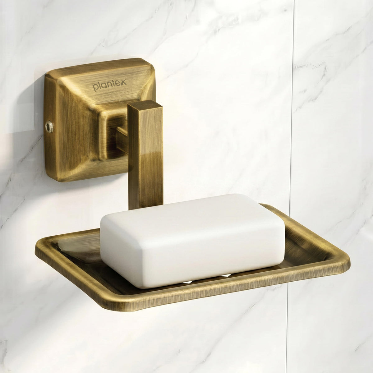 Plantex 304 Grade Stainless Steel Bathroom Soap Dish/Soap Holder/Soap Stand/Bathroom Accessories - Squaro (Brass Antique)-1