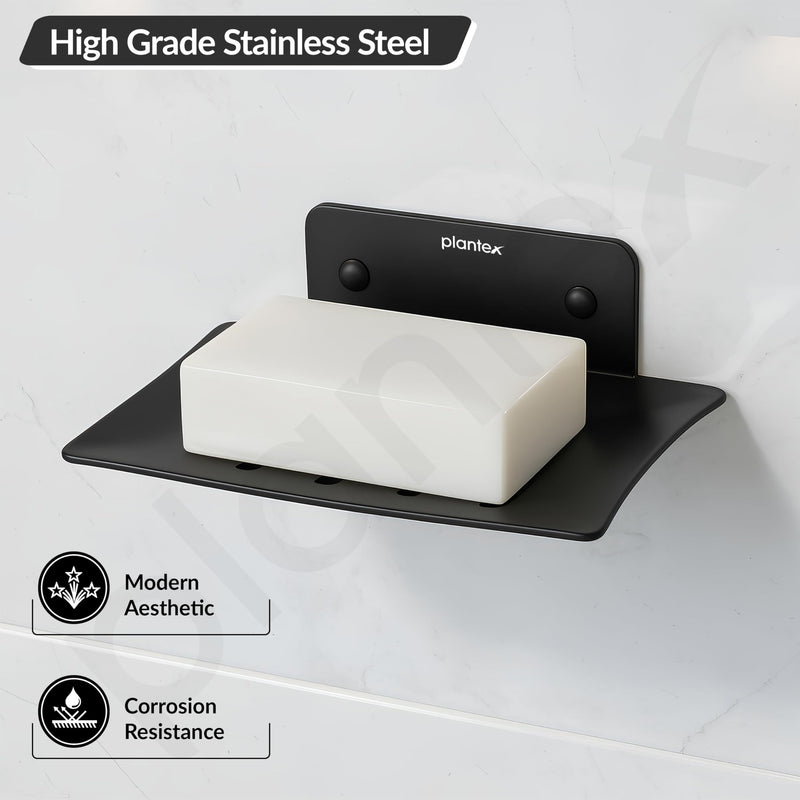 Plantex Stainless Steel Soap Holder for Bathroom/Wall Mounted Soap Holder/Soap Dish/Bathroom Accessories (Black)-3