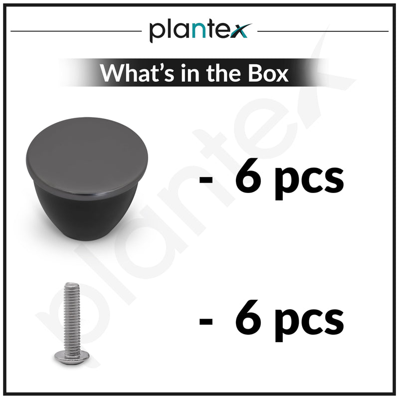 Plantex Knobs for Drawer/Drawer Knobs/Knobs for Cabinets/Pull-Push Knobs for Kitchen/Bedroom Drawer - Pack of 6 (Satin Black & Black)-5