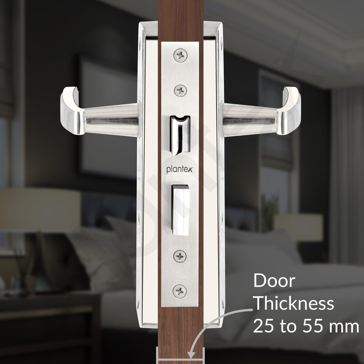 Plantex Heavy-Duty Door Lock Set - Main Door Lock Handle Set/Mortise Lock with 3 Keys for Home- Pack of 1 (8130-Matt)-6