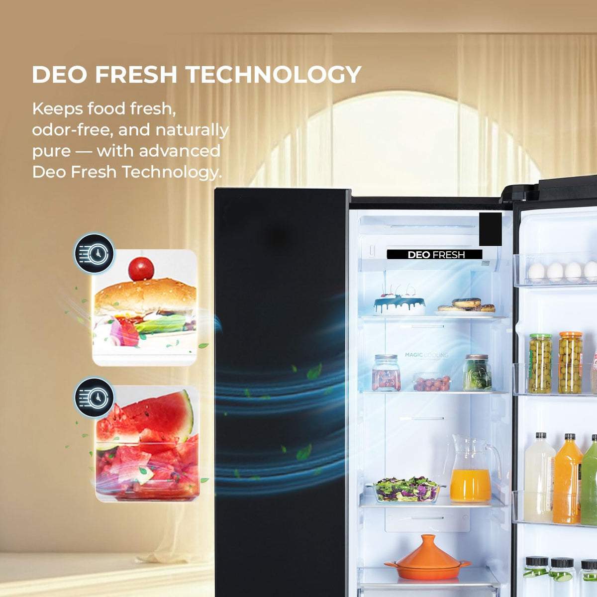 Haier 602 L 3 Star Frost Free Expert Inverter 2-Door Side by Side Refrigerator (HRS-682KS, Black Steel, Magic Convertible, Deo Fresh Technology, 2026)-2