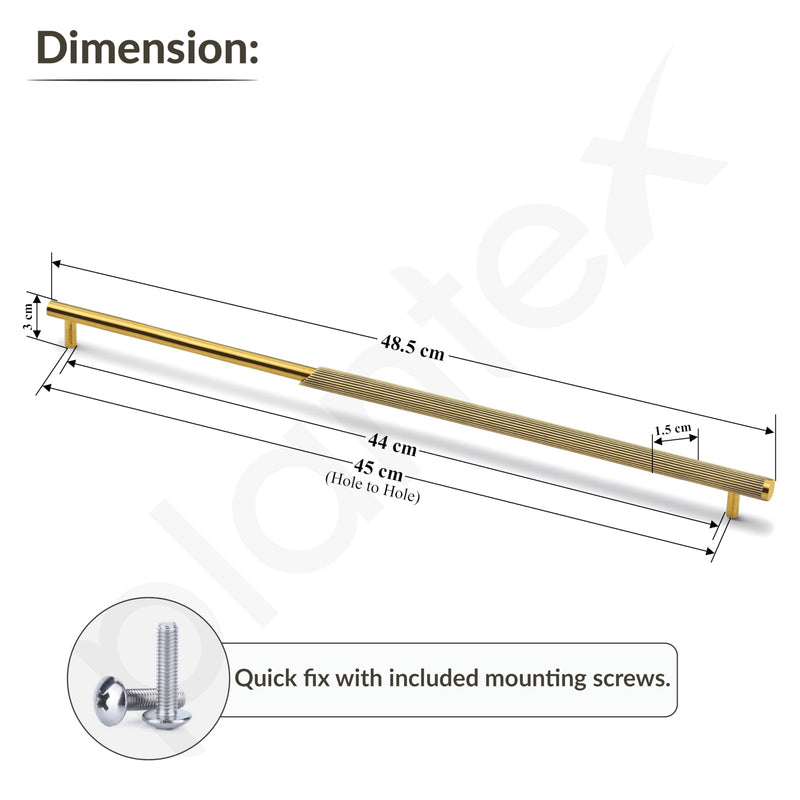 Plantex Stainless Steel & Aluminium Cabinet Handle/450mm Wardrobe Door Handle/Cupboard Pull-Push Handles for Home/Office - Pack of 1 (Brass Antique & Gold)-3