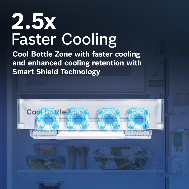 Bosch 187 L, 4 Star, Single Door Refrigerator with Industry's largest vegetable box* & Beverage space (CST18S24NI, Fine steel) 18 Hr Cooling Retention, 2.5x Faster Cooling, Smart inverter compressor