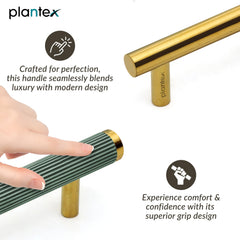 Plantex Stainless Steel & Aluminium Cabinet Handle/900mm Wardrobe Handle for Home/Cupboard Door Pull-Push Handles for Hotel/Office - Pack of 1 (Green & Gold)-4