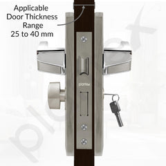 Plantex Heavy-Duty Door Lock/Door Handle Set with 3 Years of Warranty/Mortise Lock with 3 Keys, Brass Lockbody & Cylinder (8133 - Satin Steel & Chrome)-4