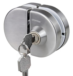 Plantex Stainless Steel Glass Door Lock - No Drilling/Lock for Main Door/Door Thickness 10 mm to 12 mm/3 Ultra Keys/Tuffen Glass Door Accessories - Pack of 1 (Matt)-1