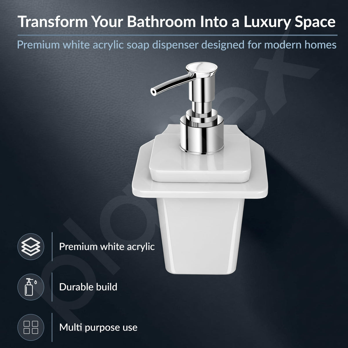 Plantex Liquid Soap Dispenser for Bathroom/Acrylic Shampoo Dispenser/Hand wash Dispense/Bathroom Accessories - Pack of 1 (VIW-137, White)-2