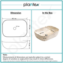 Plantex Ceramic Countertop Washbasin/Marble Basin with Brown Veins/Table Top Wash Basin for Bathroom (18 x 13 x 5.5 Inch)-3