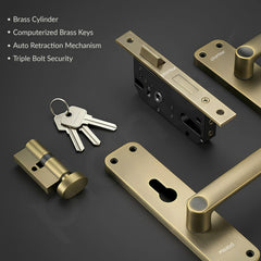 Plantex Heavy-Duty Door Lock/Door Handle Set with 3 Years of Warranty/Mortise Lock with 3 Keys, Brass Lockbody & Cylinder (8136 - Brass Antique)-4