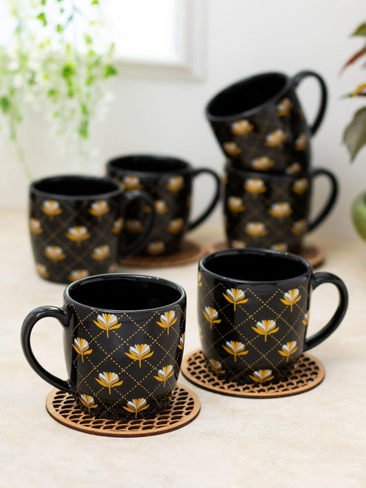 Clay Craft Fine Ceramic Tea/Coffee Cup Set of 6-200 ml Each (Pebble B301), Tea Cup Set of 6, Microwave & Dishwasher Safe, Mugs for Coffee, Cups Set of 6, Mug Set, Gift Set, Ideal for Gifting