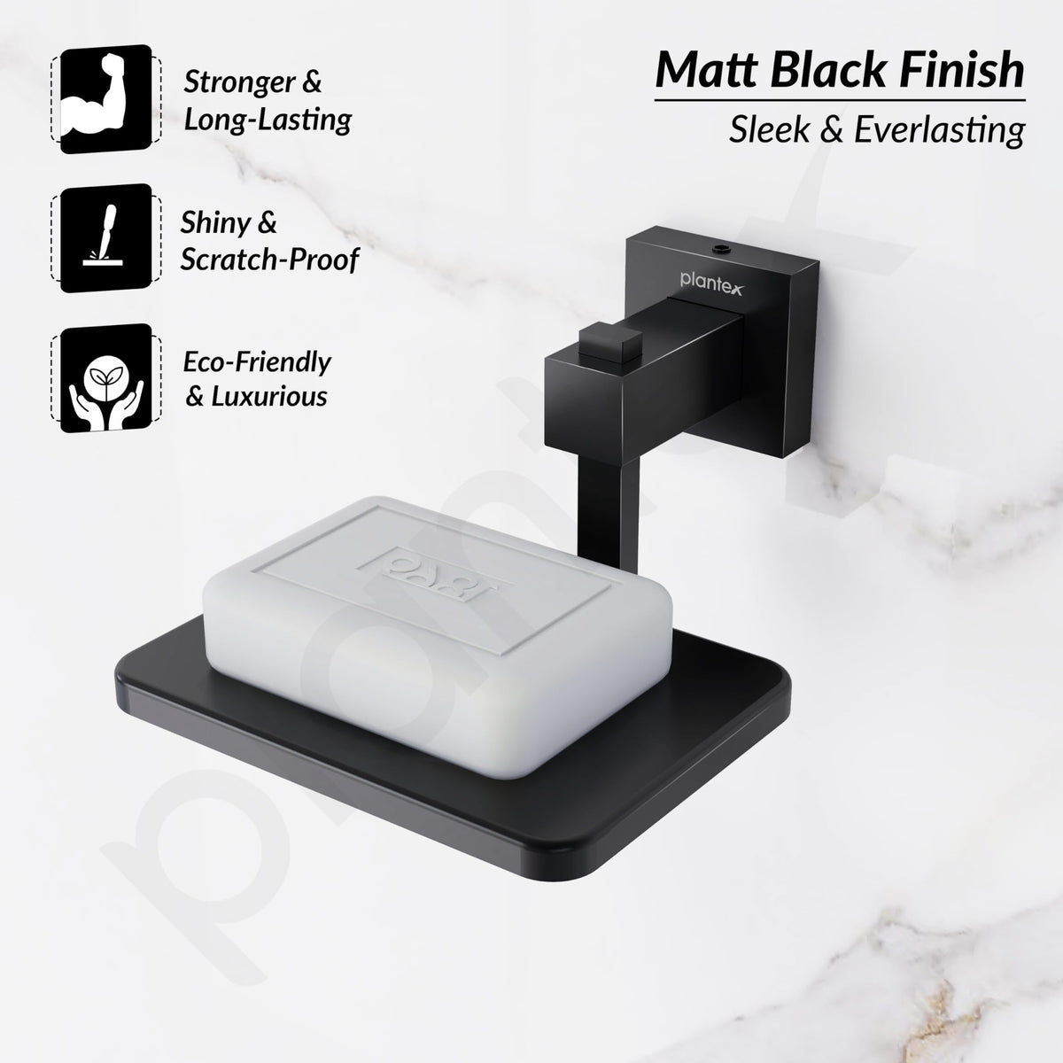 Plantex 304 Grade Stainless Steel Wall Mounted Soap Holder for Bathroom/Soap Stand/Soap Dish/Bathroom Accessories - Splash (Black)-5