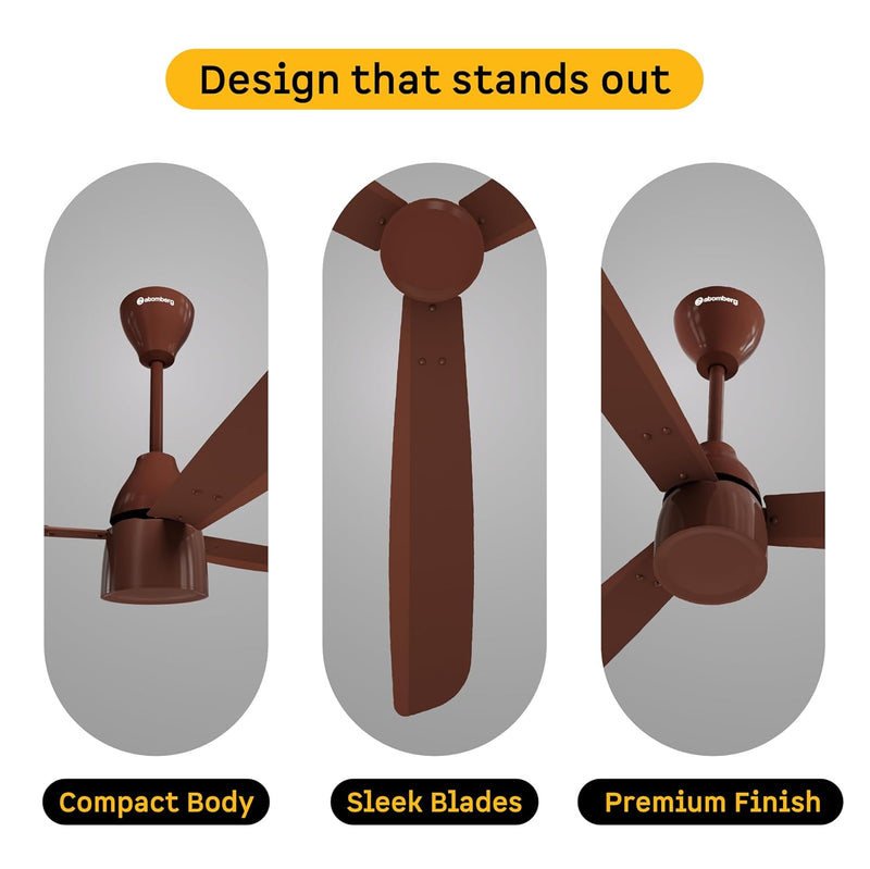 atomberg Renesa Prime 1200mm BLDC Ceiling Fan | Compatible with Step Regulator | BEE 5 star | High Air Delivery | Low Noise | Sleek Design | Power Saving | 3 Year Warranty| Gloss Brown