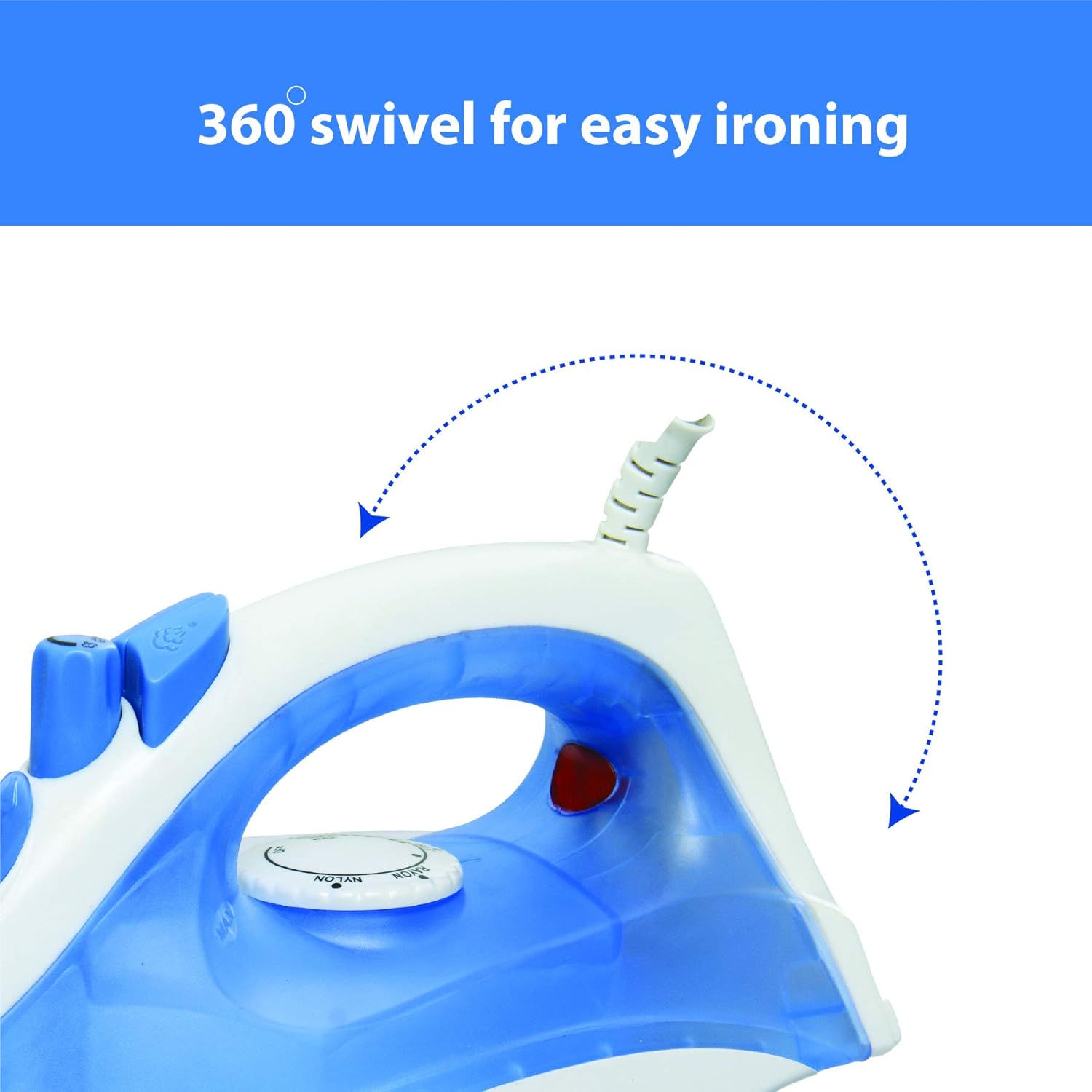 USHA Steam Pro SI 3713, 1300 W Steam Iron, Powerful Steam Output Up to 18 G/Min, Non-Stick Soleplate (White & Blue), 1300 Watts (Pack of 2)
