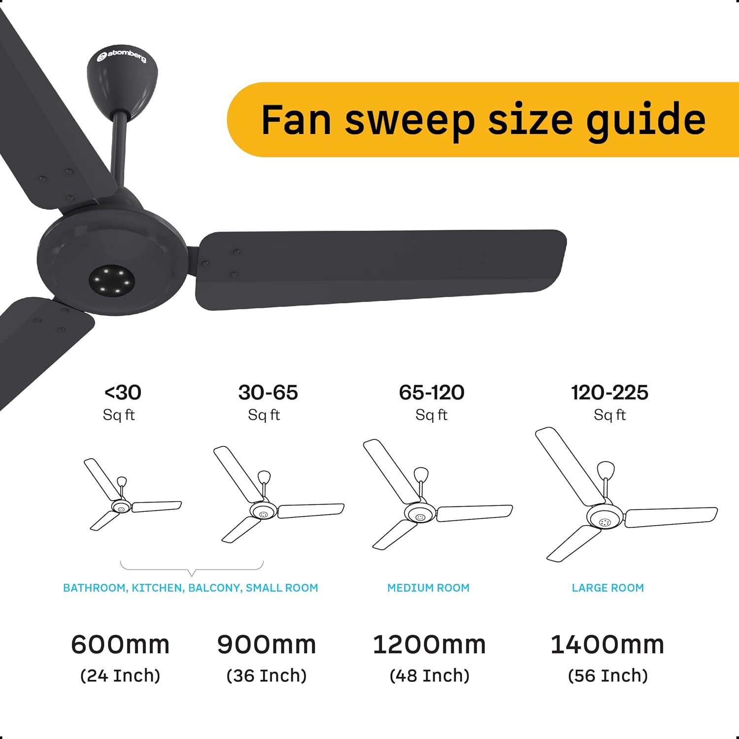 atomberg Efficio Alpha 1200mm BLDC Ceiling Fan with Remote Control | BEE 5 star Rated Energy Efficient Ceiling Fan | High Air Delivery with LED Indicators | 2 Year Warranty (Pebble Grey)