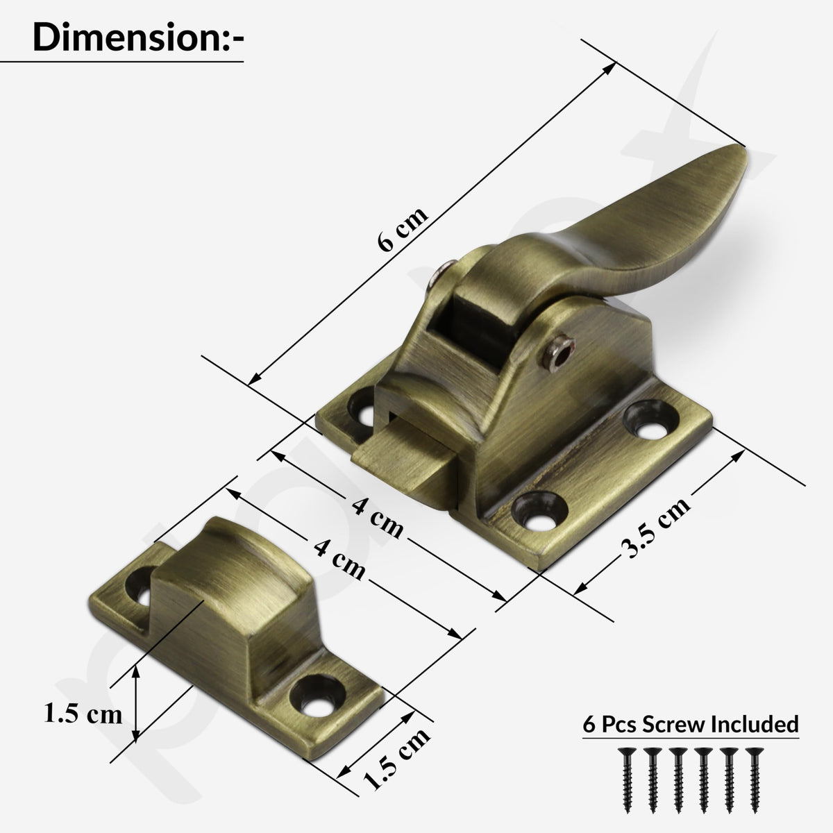 Plantex Cabinet Latch Heavy-Duty Hatch Case Bolt for Storage Units, Toolboxes, Kitchen Cabinets & Cupboards - Pack of 1 (Brass Antique)-3