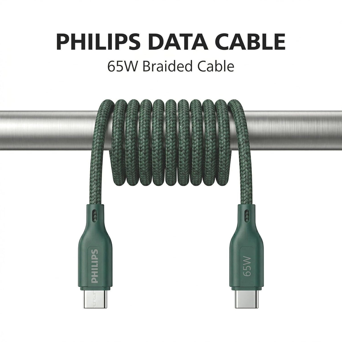 Philips DLC4160CT/94 65W Type-C to Type-C Fast Charging Cable (2m, Crystal Teal)