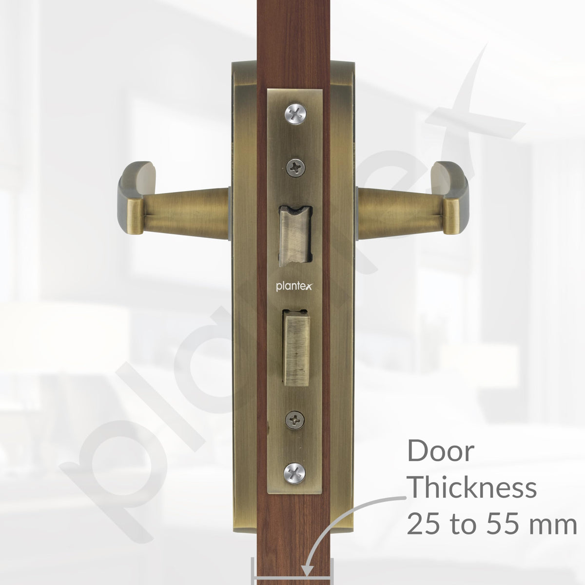 Plantex Heavy-Duty Door Lock Set - Main Door Lock Handle Set/Mortise Lock with 3 Keys, Pack of 1 (8130-Brass Antique)-5
