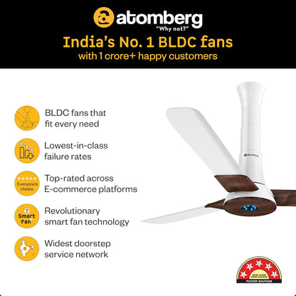 atomberg Studio+ 1200mm BLDC Ceiling Fan with Remote Control | BEE 5-star Energy Efficient | New Blade Design | High Air Delivery| LED Speed Indicator | Low noise | 3 Year Warranty| Dark Teakwood