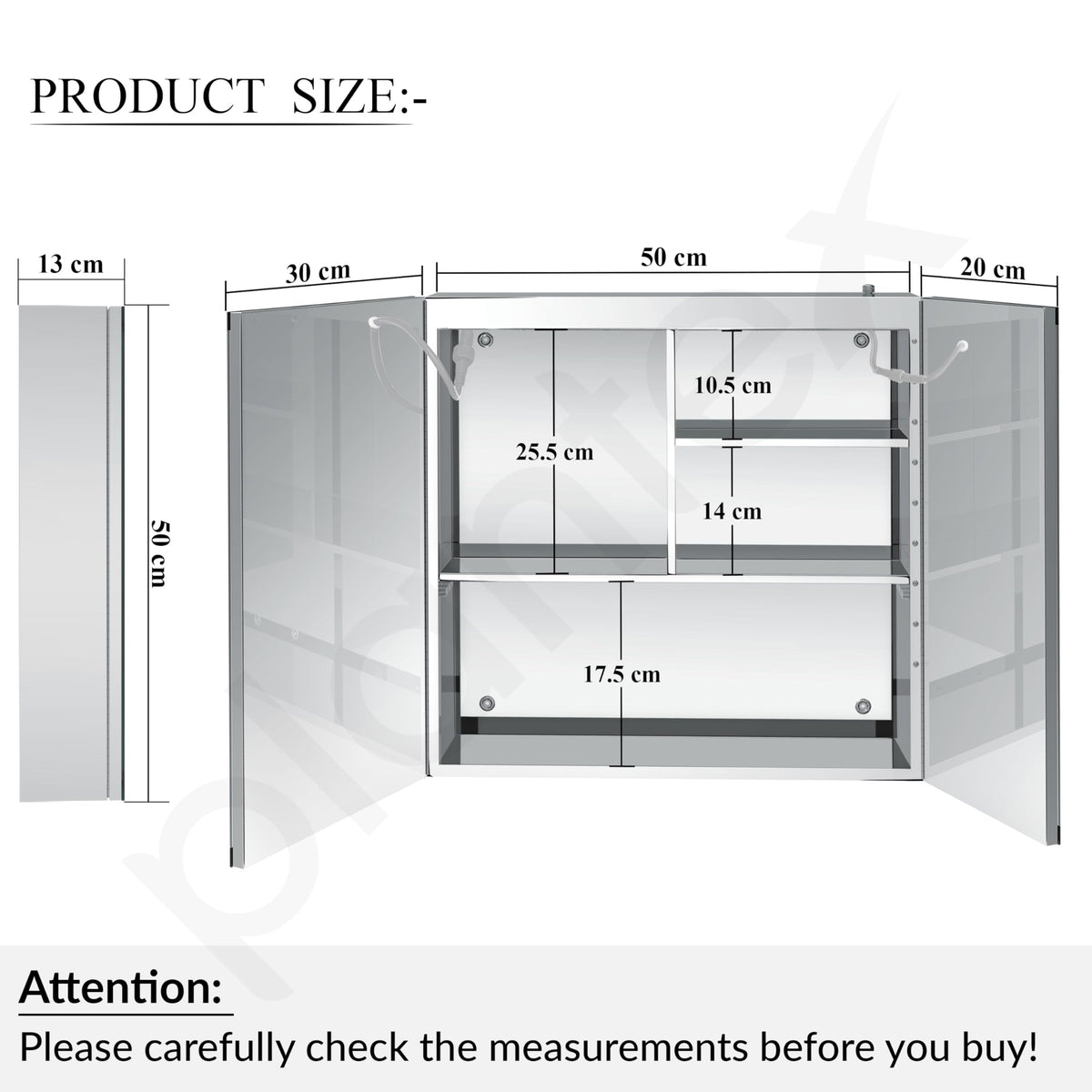 Plantex 304 Stainless Steel Bathroom Cabinet with Mirror/Bathroom Cabinet Storage/LED Mirror Cabinet for Wall/Bathroom Organiser Cabinet (19x19 Inch- Defogger/Chrome)-6