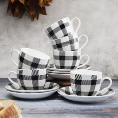 Clay Craft New Georgian Series Fine Ceramic Cup&Saucer Set of 12 (6 Cups+6 Saucers) Red&White Floral Design-Gift to Your Loved Ones On Any Occassions.,Medium (Cc-Cs12-Newgeorgian-S398) 180 Milliliter