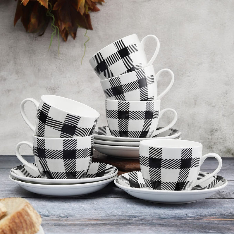 Clay Craft Fine Ceramic Cup&Saucer Set of 12 (6 Tea Cups+6 Saucers) White Pink Floral Can Be Used for Birthdays,Anniversaries,Parties,Mother,Father,Sister,Medium (Cc-Cs12-Cream-S341),180 Milliliter