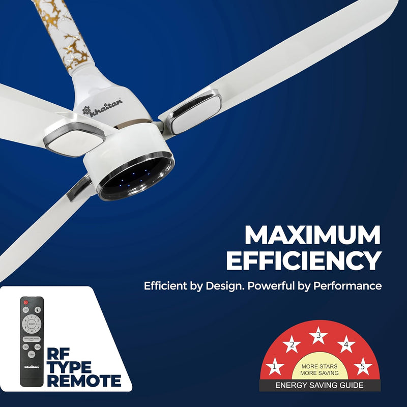 Khaitan Ornate Super BLDC 1200 mm Ceiling Fan with Remote | 5 Star (Pearl White)-2