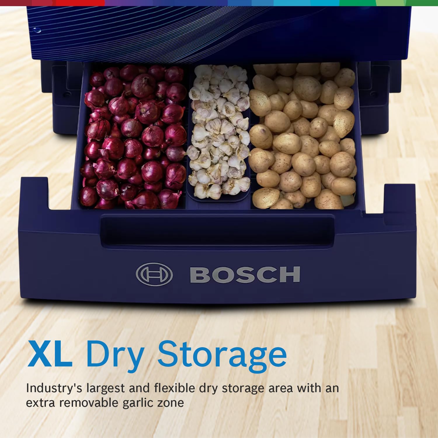Bosch 187 L, 3 Star, Single Door Refrigerator with Industry's largest base drawer, vegetable box* & Beverage space (CST18B33PI, Feather Blue) 18 Hr Cooling Retention, 2.5x Cooling, inverter compressor