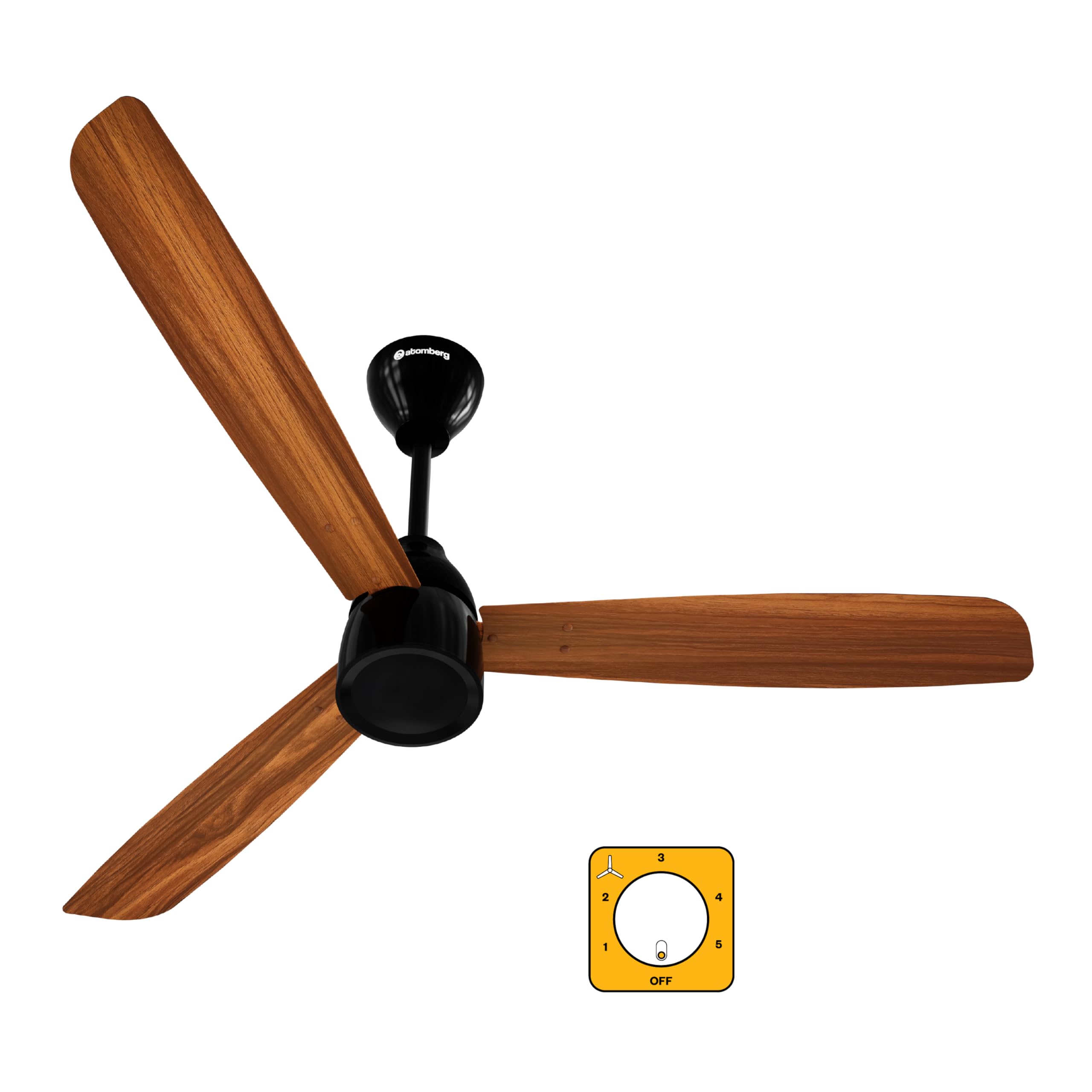 atomberg Renesa Prime 1200mm BLDC Motor | BEE 5 Star Rated | Sleek Ceiling Fans Compatible with Regulators | Without Remote Control | Upto 65% Energy Saving and High Air Delivery Fan (Honey Maplewood)