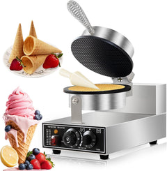 MAZORIA Waffle Cone Maker with Roll Mold Non-Stick Plates, Quick & Easy Cone Making with Temperature & Timer Control