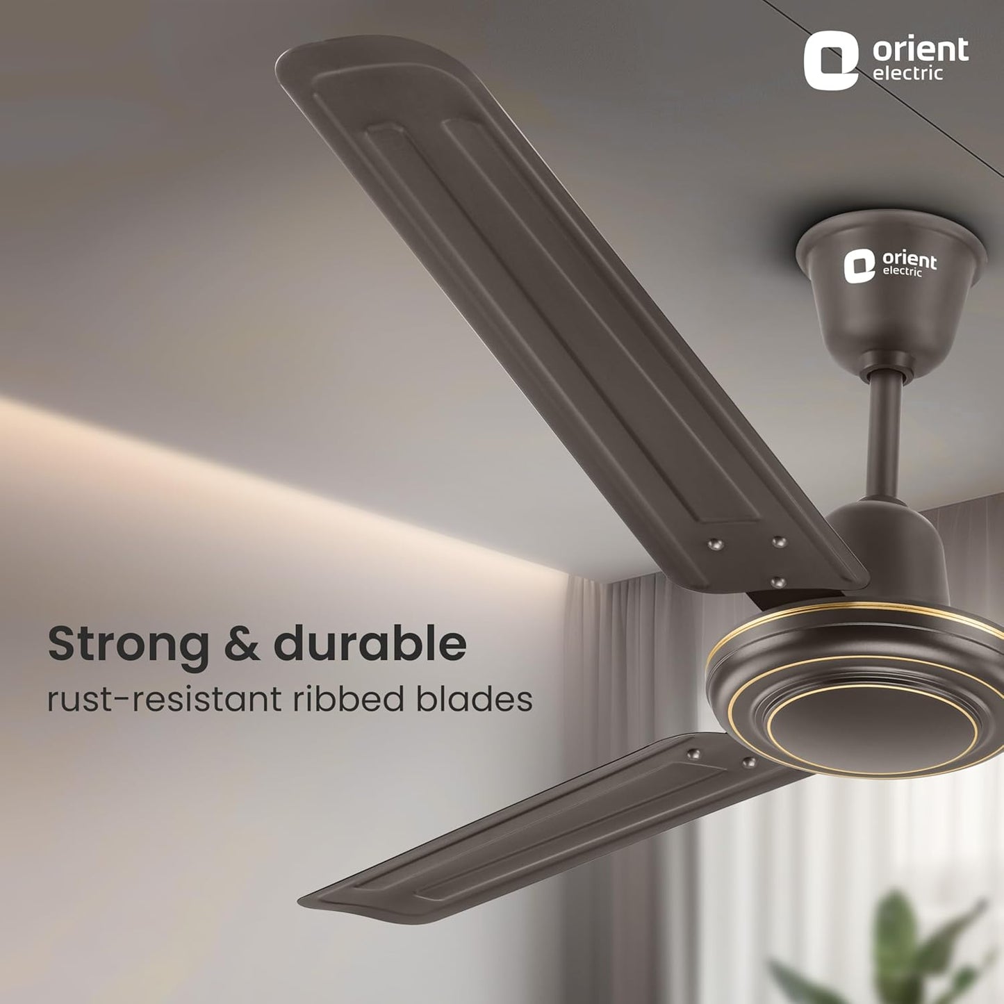 Orient Electric Apex-FX 1200mm Ceiling Fan for Home| BEE 1 Star Rated Energy Efficient Fan| Rust Resistant | Strong and Powerful Motor | 2 Years Warranty by Orient | Smoke Brown - Pack of 1