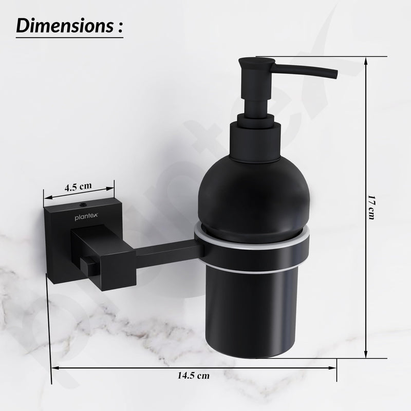 Plantex 304 Grade Stainless Steel Hand Wash Holder for Wash Basin Liquid Soap Dispenser/Bathroom Accessories - Splash (Black)-3