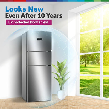 BOSCH MaxFlex Convert 302 L 3 Star Inverter Frost Free Triple Door Refrigerator (CMC33K03NI, 8-in-1 Convertible, UV Protected Body Shield, VitaFresh Technology, Adaptive UI, Sparkly Steel)