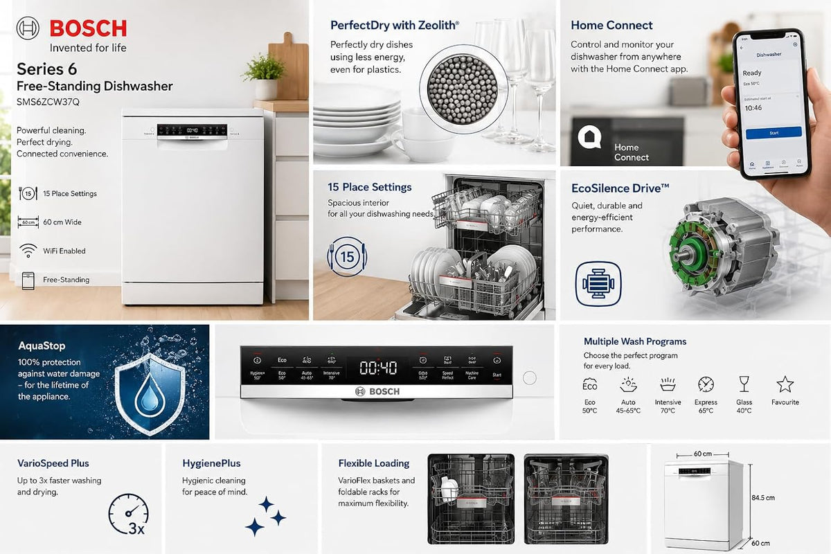 Bosch Series 6 15 Place Settings Free Standing Dishwasher (SMS6ZCW37Q)-3