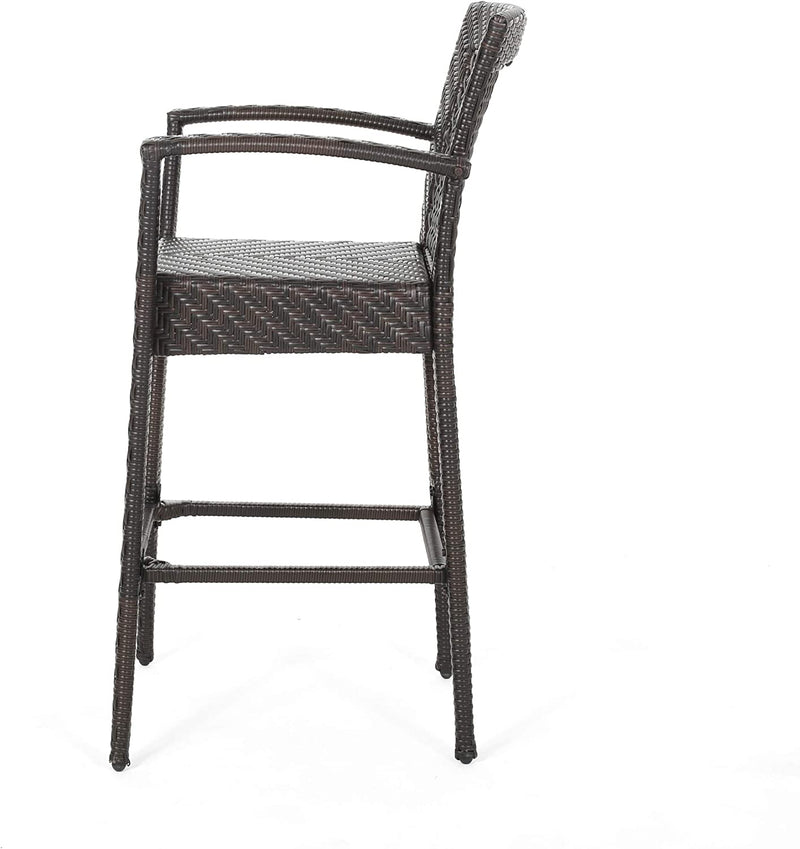 Lorenzo Outdoor Patio Bar Chair 2 Chairs For Balcony (Brown)