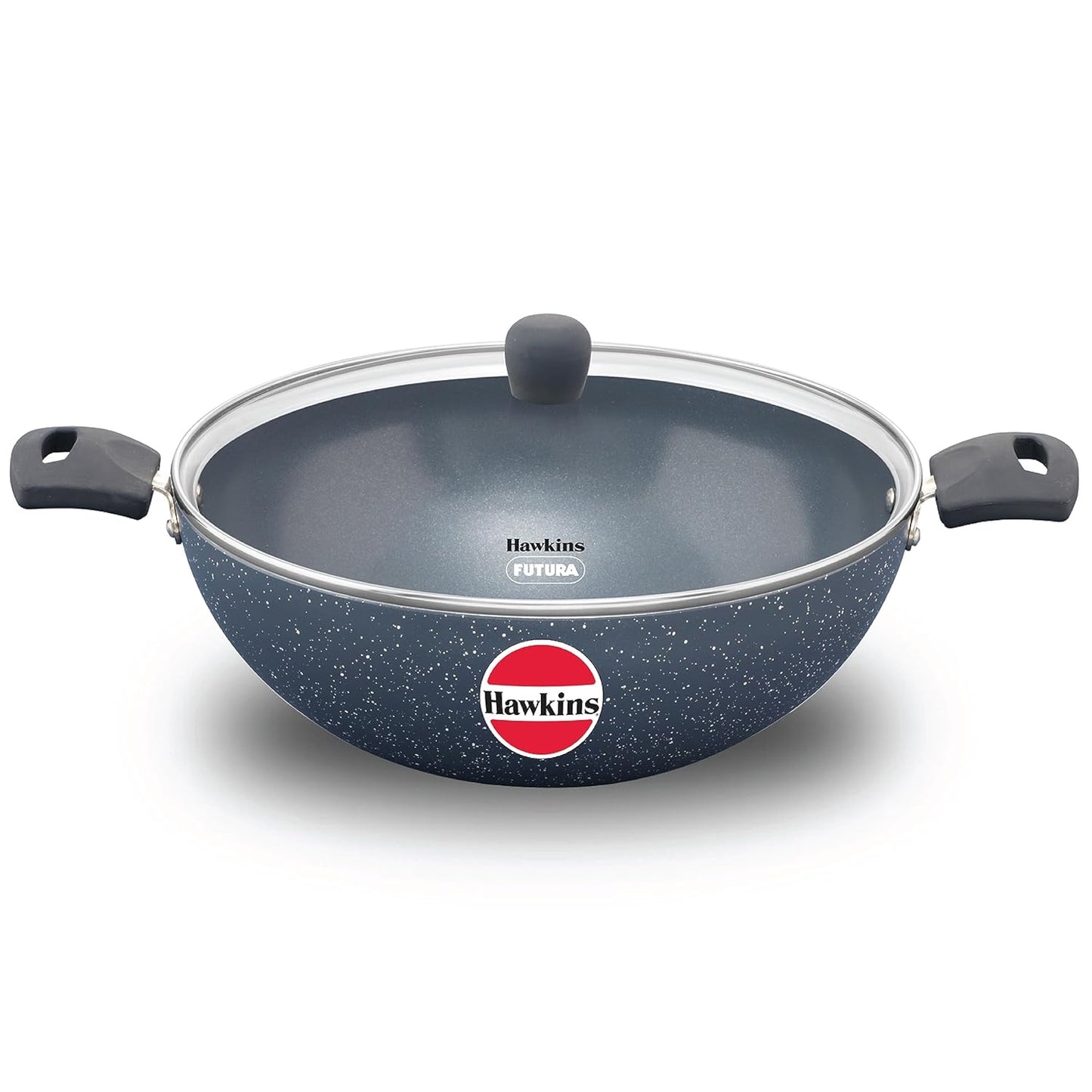 Hawkins Ceramic Nonstick 5 Litre Deep Kadhai, Induction Deep Fry Pan with Glass Lid, Granite Kadai (ICK50G)