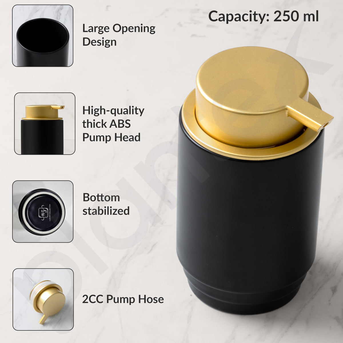 Plantex Soap Dispenser for Washbasin Ceramic/HandWash Soap Dispenser/Soap Dispenser Ceramic ABS Pump Head - Black (Pack of 1)-4